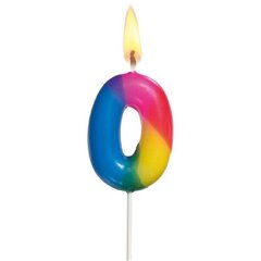 Susy Card Свеча на день рождения, номер 0, красочный, 5 cм  цена и информация | Праздничные декорации | pigu.lt