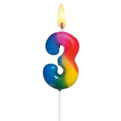 Susy Card gimtadienio žvakė, Nr. 3, spalvinga, 5 cm kaina ir informacija | Dekoracijos šventėms | pigu.lt