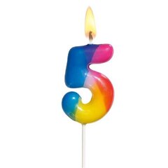 Susy Card gimtadienio žvakė, Nr. 5, spalvinga, 5 cm kaina ir informacija | Dekoracijos šventėms | pigu.lt