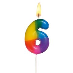 Susy Card gimtadienio žvakė, Nr. 6, spalvinga, 5 cm kaina ir informacija | Dekoracijos šventėms | pigu.lt