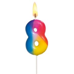 Susy Card gimtadienio žvakė, Nr. 8, spalvinga, 5 cm kaina ir informacija | Dekoracijos šventėms | pigu.lt
