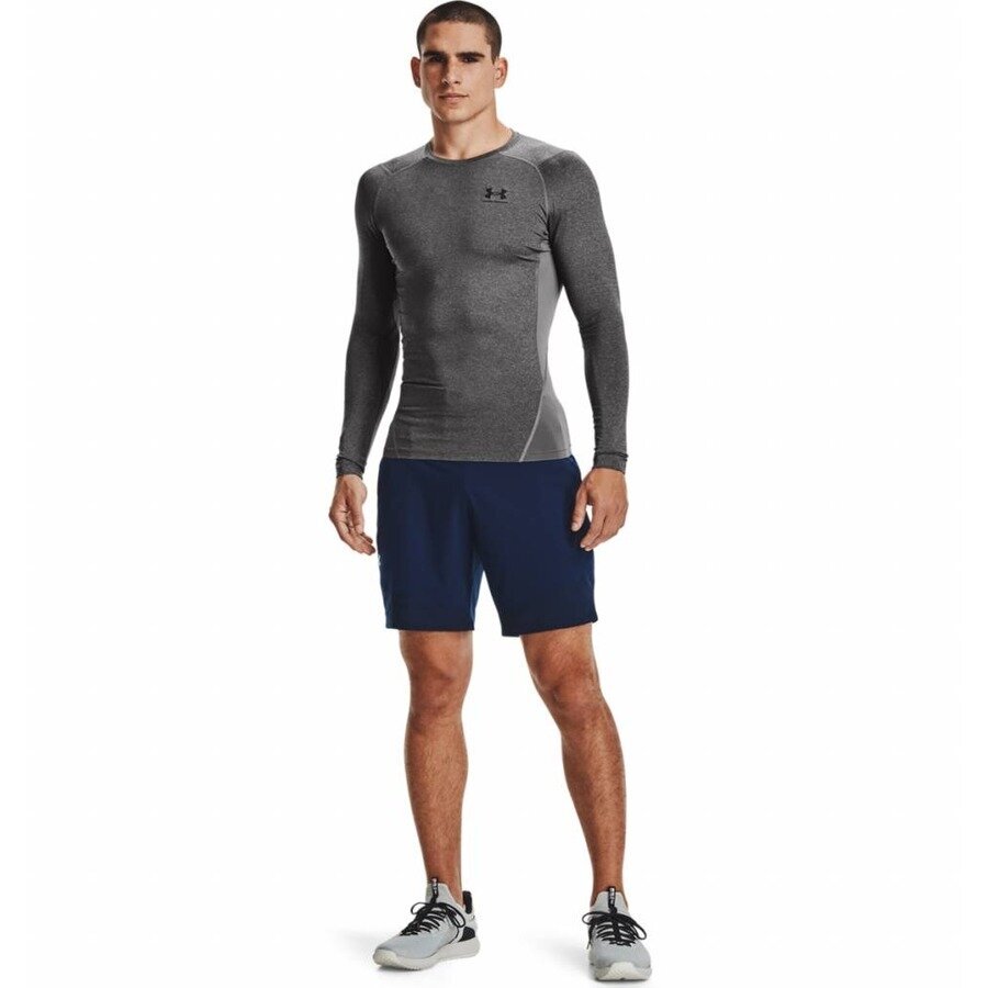 Vyriški kompresiniai marškinėliai Under Armour HG Armour Comp LS - Carbon Heather, pilki цена и информация | Sportinė apranga vyrams | pigu.lt