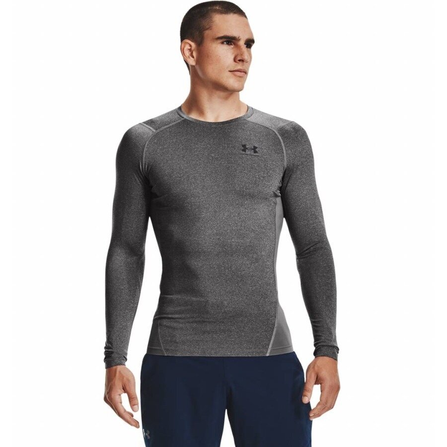 Vyriški kompresiniai marškinėliai Under Armour HG Armour Comp LS - Carbon Heather, pilki цена и информация | Sportinė apranga vyrams | pigu.lt