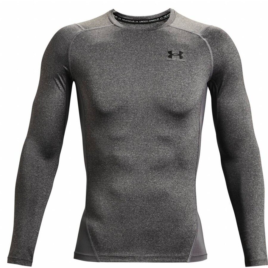 Vyriški kompresiniai marškinėliai Under Armour HG Armour Comp LS - Carbon Heather, pilki цена и информация | Sportinė apranga vyrams | pigu.lt