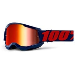 Motokroso akiniai 100% Strata 2 Mirror - Masego Dark Blue-Red Red Plexi kaina ir informacija | Moto reikmenys | pigu.lt