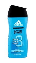 Гель для душа для мужчин Adidas 3-в-1 After Sport, 250 мл цена и информация | Масла, гели для душа | pigu.lt