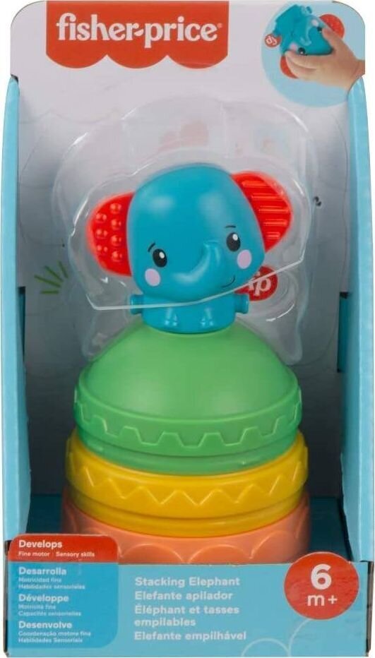 Piramidė su drambliuku Fisher Price, GWL66 kaina ir informacija | Žaislai kūdikiams | pigu.lt