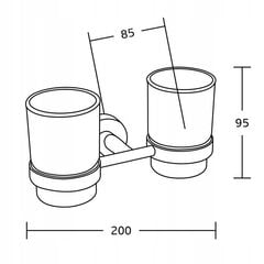 Mexen Tiber двойной стакан с держателем, хром цена и информация | Набор акскссуаров для ванной | pigu.lt