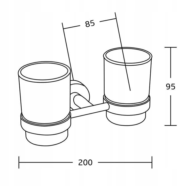 Mexen Tiber dviguba stiklinė su laikikliu, black kaina ir informacija | Vonios kambario aksesuarai | pigu.lt