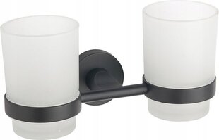 Mexen Tiber dviguba stiklinė su laikikliu, black kaina ir informacija | Vonios kambario aksesuarai | pigu.lt