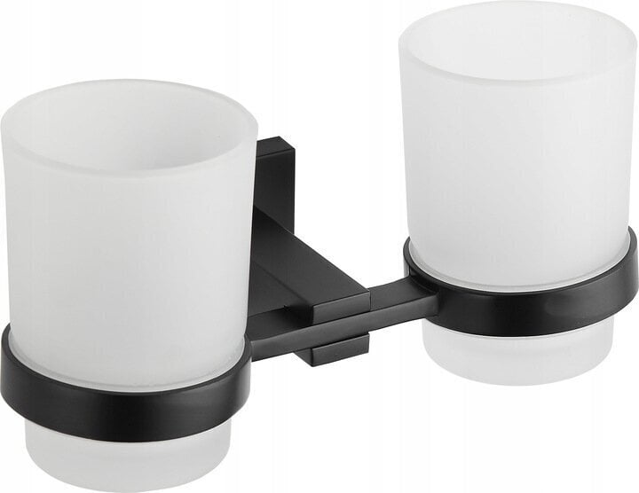 Mexen Vane dviguba stiklinė su laikikliu, black kaina ir informacija | Vonios kambario aksesuarai | pigu.lt