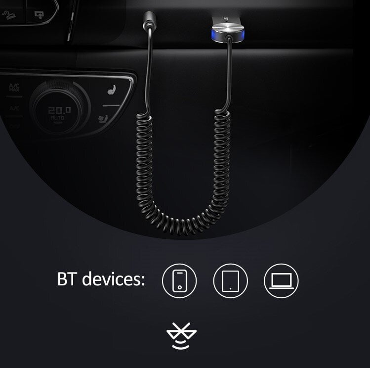 USAMS SJ464 AUX(3.5) - Bluetooth 5.0 audio adapteris, juodas цена и информация | Laisvų rankų įranga | pigu.lt