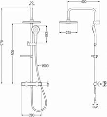 Dušo sistema su termostatu Mexen KX05, Chrome цена и информация | Душевые комплекты и панели | pigu.lt