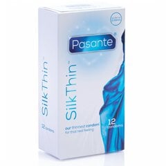 Pasante SilkThin prezervatyvai (ypač ploni) 12vnt. kaina ir informacija | Prezervatyvai | pigu.lt