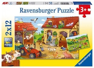 Dėlionė Ravensburger Ūkis 2x12 det kaina ir informacija | Dėlionės (puzzle) | pigu.lt