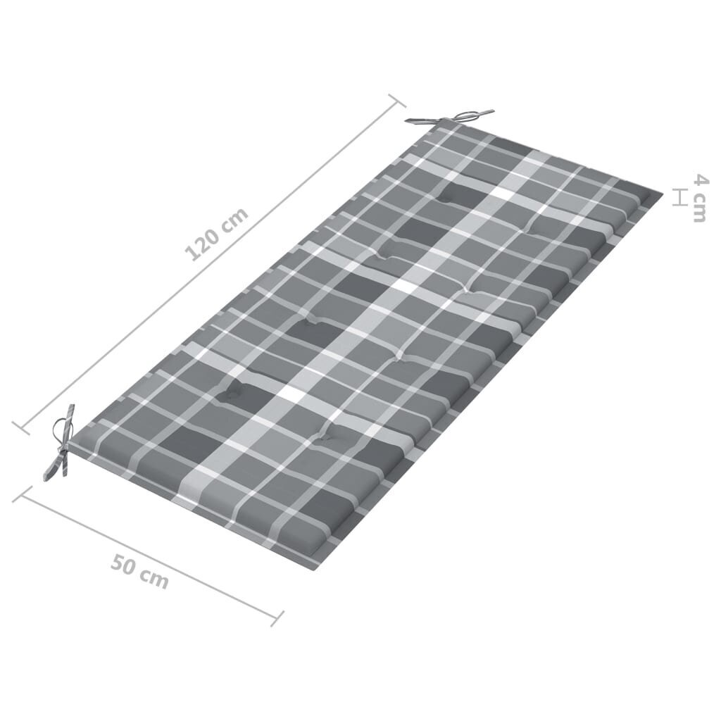 Sulankstomas sodo suoliukas su pagalvėle, 118 cm, rudas цена и информация | Lauko suolai | pigu.lt