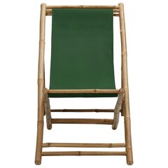vidaXL Terasos kėdė, žalios spalvos, bambukas ir drobė цена и информация | Садовые стулья, кресла, пуфы | pigu.lt