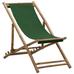 vidaXL Terasos kėdė, žalios spalvos, bambukas ir drobė kaina ir informacija | Lauko kėdės, foteliai, pufai | pigu.lt