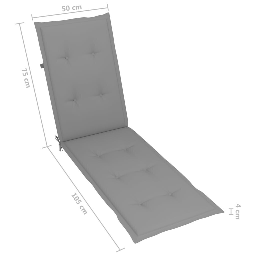Terasos kėdės pagalvėlė, (75+105)x50x4 cm, pilkos spalvos kaina ir informacija | Pagalvės, užvalkalai, apsaugos | pigu.lt