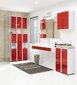 Aukšta vonios spintelė-lentyna NORE Fin su 2-omis durelėmis, balta/raudona kaina ir informacija | Vonios spintelės | pigu.lt