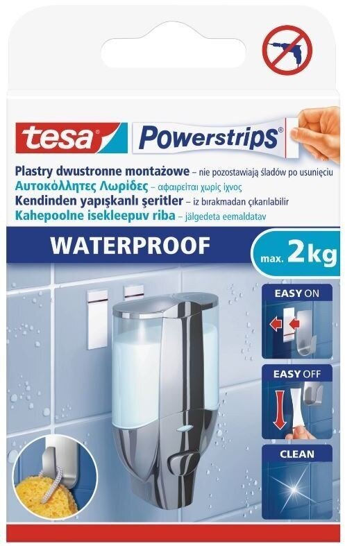 Dvipusio lipnumo juostelė Tesa Powerstrips Waterproof Strips Large, 6 vnt. kaina ir informacija | Kanceliarinės prekės | pigu.lt