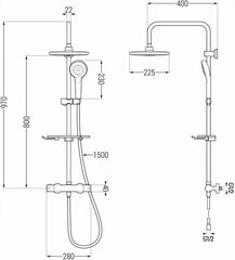 Dušo sistema su termostatu Mexen KT05, White цена и информация | Душевые комплекты и панели | pigu.lt