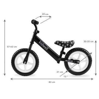 Balansinis dviratis vaikams Kidwell Rebel, juodas kaina ir informacija | Balansiniai dviratukai | pigu.lt