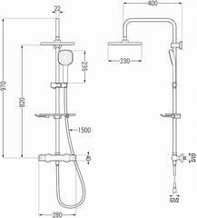 Dušo sistema su termostatu Mexen KT33, White/Chrome kaina ir informacija | Dušo komplektai ir panelės | pigu.lt