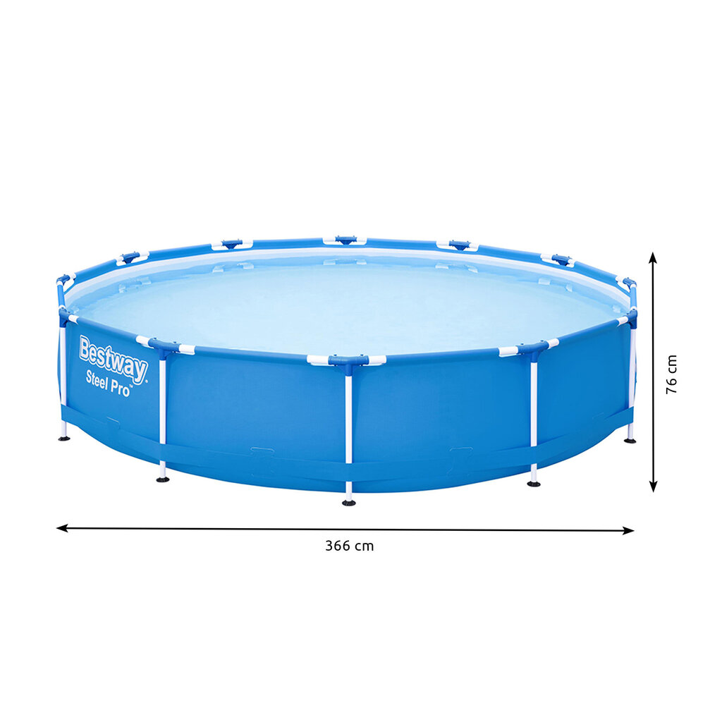 Karkasinis baseinas Bestway Steel Pro 366x76 cm, be filtro цена и информация | Baseinai | pigu.lt