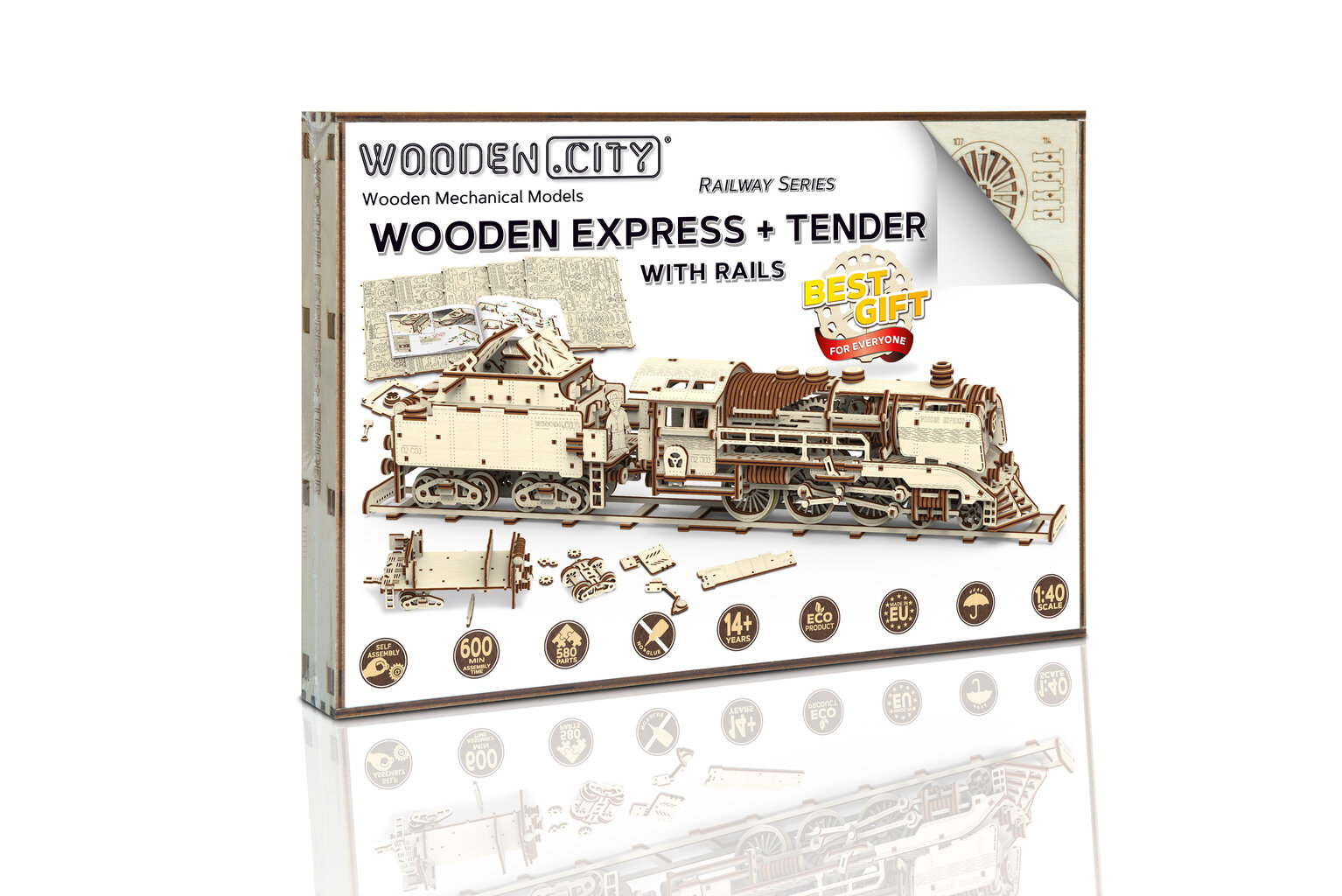 Medinis 3D konstruktorius - Wooden city Traukinys, 717 vnt kaina ir informacija | Konstruktoriai ir kaladėlės | pigu.lt