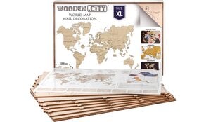 Medinis Wooden city pasaulio žemėlapis, XL dydis kaina ir informacija | Žemėlapiai | pigu.lt