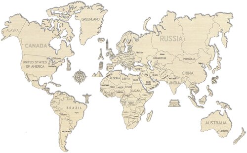Medinis Wooden city pasaulio žemėlapis, XL dydis kaina ir informacija | Žemėlapiai | pigu.lt