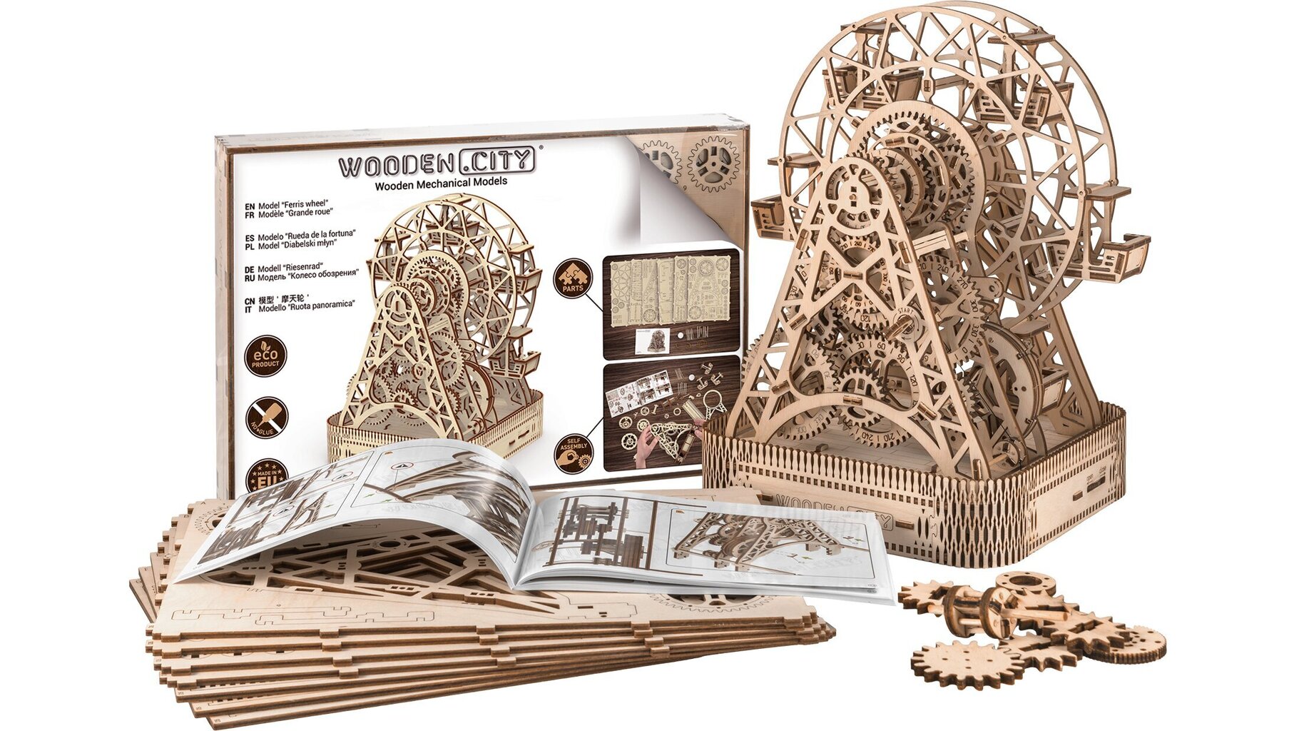 Medinis 3D Wooden city konstruktorius Apžvalgos ratas, 470 detalių kaina ir informacija | Konstruktoriai ir kaladėlės | pigu.lt