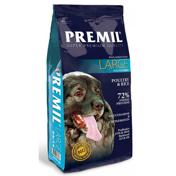 Premil Large 24/15 (super premium) - suaugusiems vidutinių ir didelių  veislių ir dydžių šunims, 15kg kaina | pigu.lt