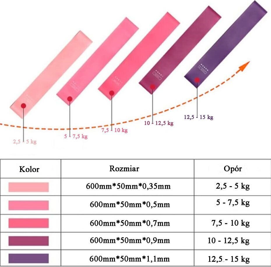 Pratimų juostų rinkinys Fitnnes Crosfit mini Band 5in1 EB FIT 1028859 kaina ir informacija | Pasipriešinimo gumos, žiedai | pigu.lt