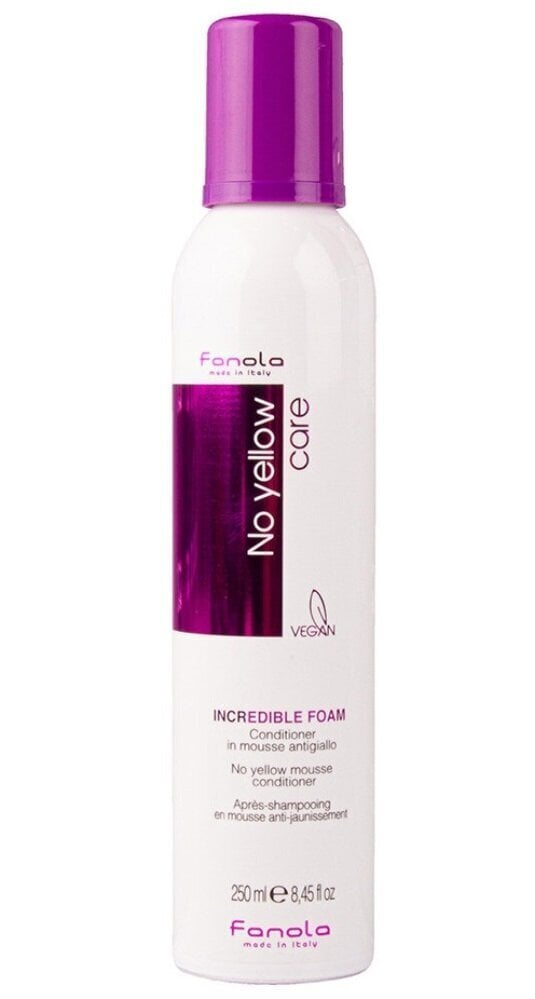 Putų pavidalo plaukų kondicionierius Fanola No Yellow Incredible Foam, 250 ml kaina ir informacija | Balzamai, kondicionieriai | pigu.lt