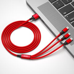 XO cable NB173 3in1, USB - Lightning + USB-C + microUSB, 1.2 m kaina ir informacija | Laidai telefonams | pigu.lt