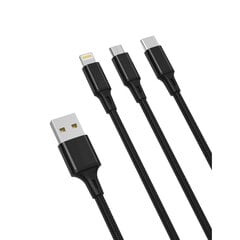 XO NB173 3in1, USB - Lightning + USB-C + microUSB, 1,2 м цена и информация | Кабели для телефонов | pigu.lt