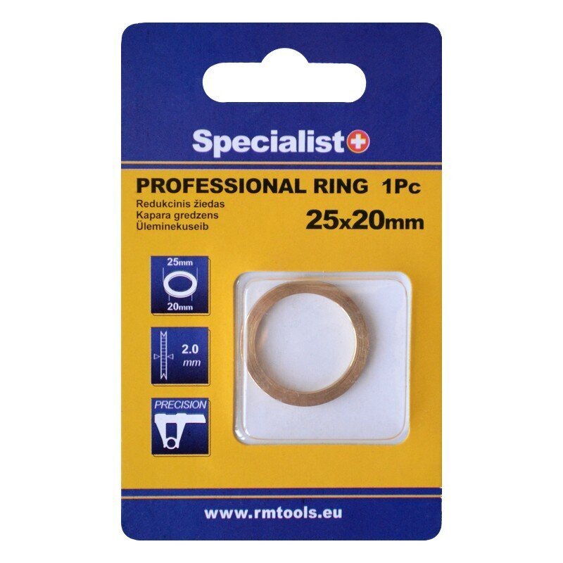 Redukcinis žiedas Specialist+ Pro 25,4x22,2x2 mm kaina ir informacija | Mechaniniai įrankiai | pigu.lt