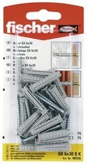 дюбеля и шурупы Fischer дюбеля и шурупы 15 штук (6 x 30 mm) цена и информация | Крепежные изделия | pigu.lt