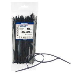 Dirželis nailon., juodas 3,6x200mm,100vnt. цена и информация | Крепежные изделия | pigu.lt