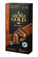 Кофейные капсулы Aroma Gold Crema, 10 шт., 55 г, подходят для устройств Nespresso® цена и информация | Кофе, какао | pigu.lt