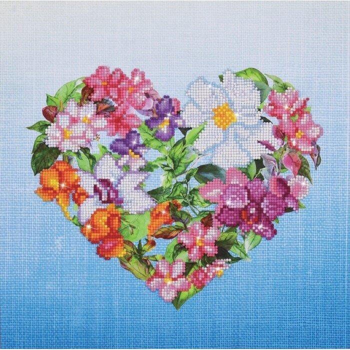 Deimantinė mozaika Flowery Heart, 37x37 kaina ir informacija | Deimantinės mozaikos | pigu.lt