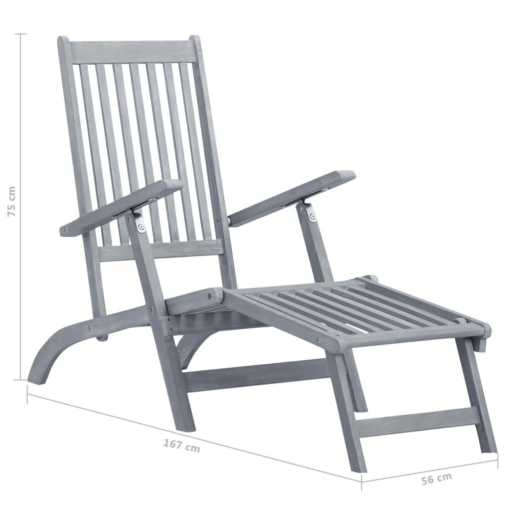 Lauko kėdė su pakoja ir pagalvėle, pilka kaina ir informacija | Lauko kėdės, foteliai, pufai | pigu.lt