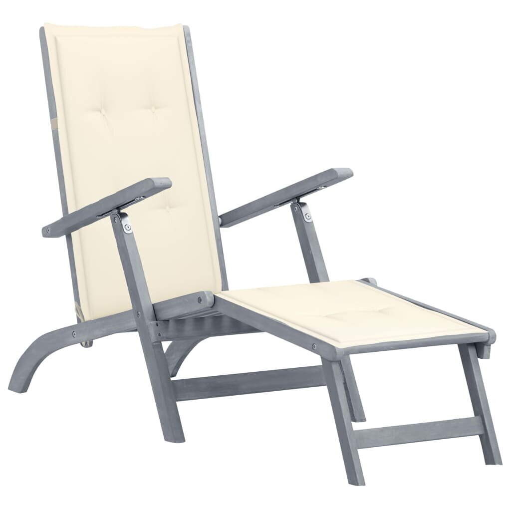 Lauko kėdė su pakoja ir pagalvėle, pilka kaina ir informacija | Lauko kėdės, foteliai, pufai | pigu.lt