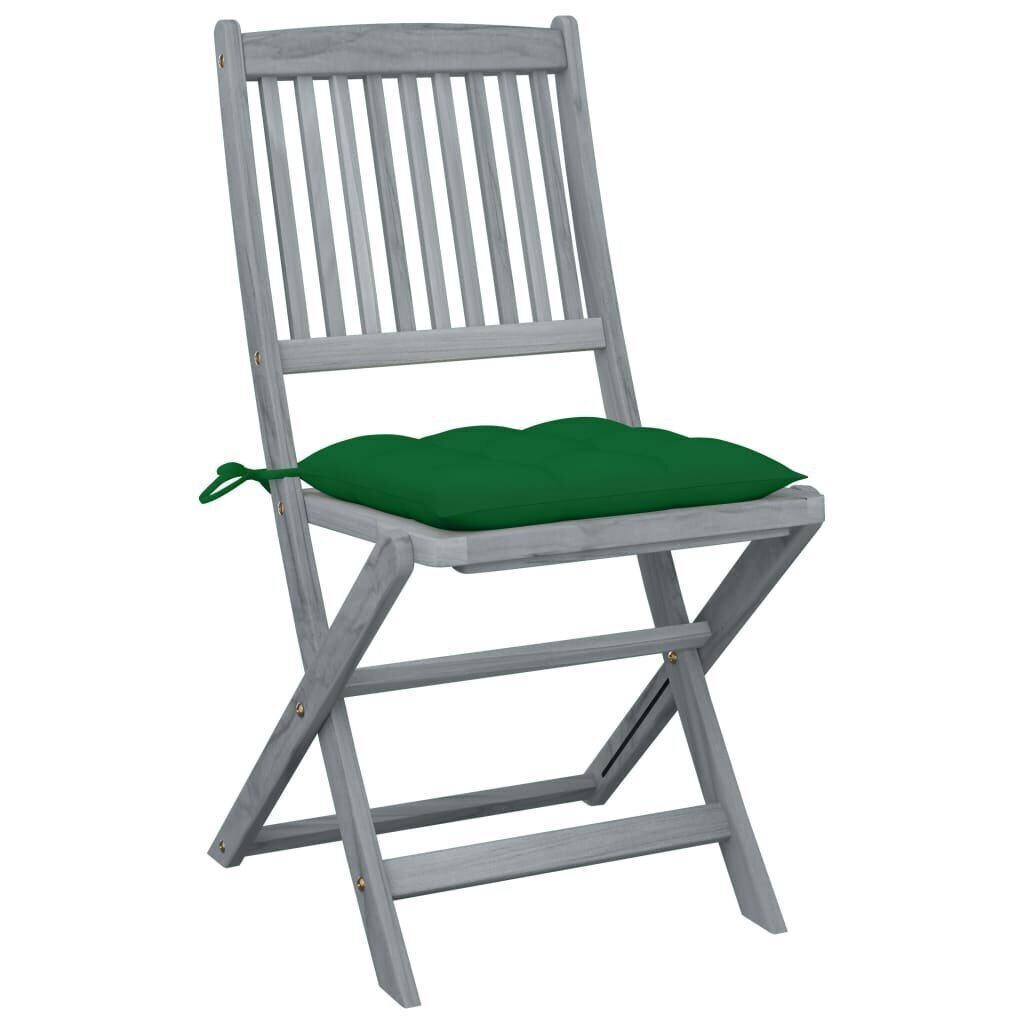 Sulankstomos lauko kėdės su pagalvėmis, 4 vnt., pilkos цена и информация | Lauko kėdės, foteliai, pufai | pigu.lt