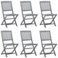Sulankstomos lauko kėdės su pagalvėmis, 6 vnt, pilkos kaina ir informacija | Lauko kėdės, foteliai, pufai | pigu.lt