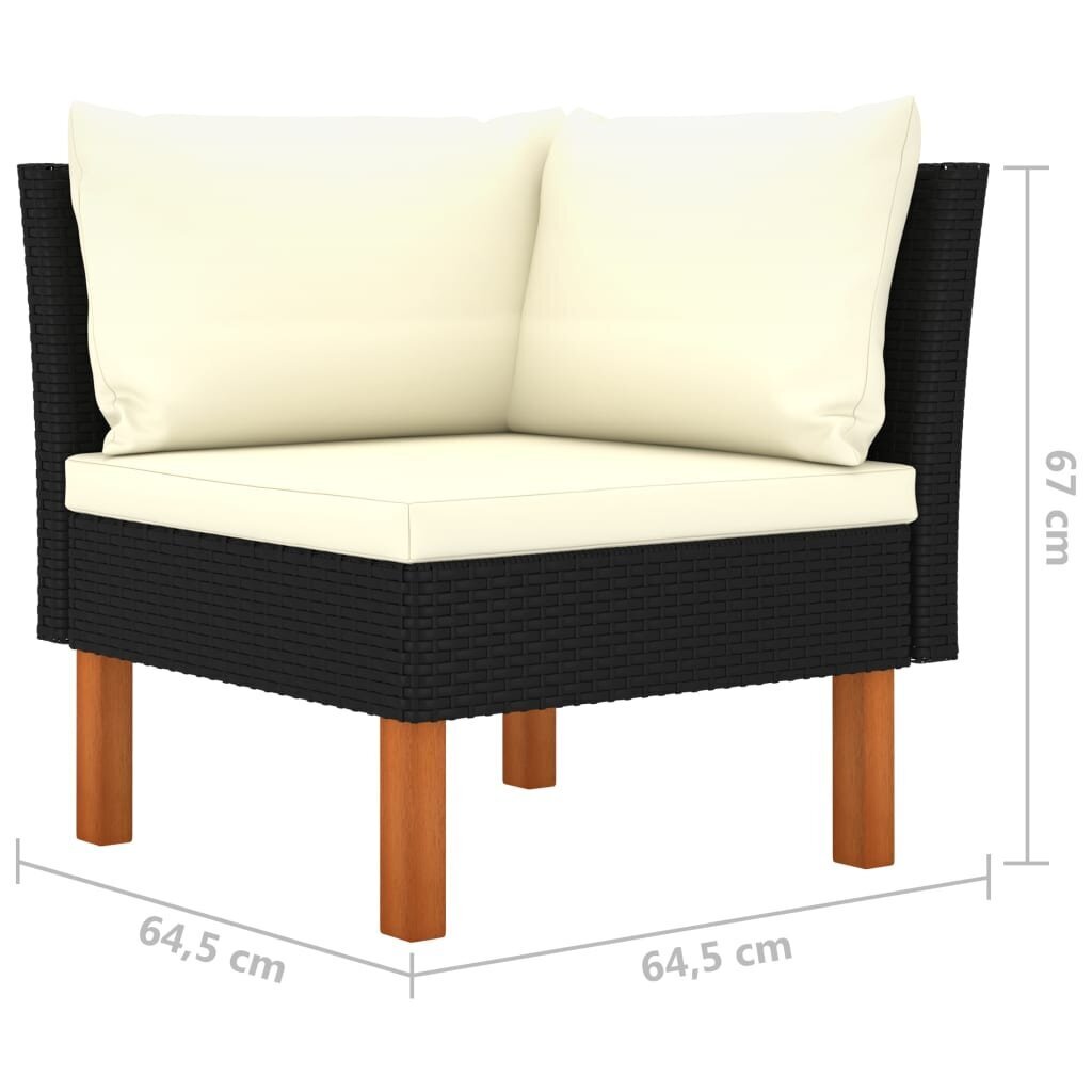 vidaXL Kampinė sofa, poliratanas ir eukalipto medienos masyvas kaina ir informacija | Lauko kėdės, foteliai, pufai | pigu.lt
