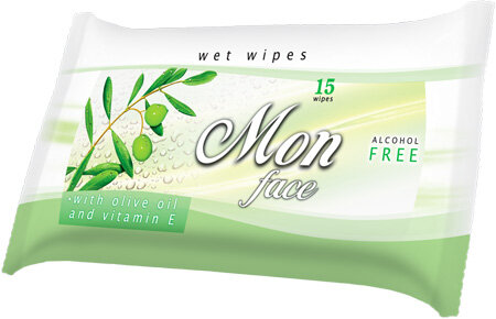Servetėlės "Areon" Mon Face su alyvų aliejumi, vitaminu E, 15 vnt цена и информация | Veido prausikliai, valikliai | pigu.lt