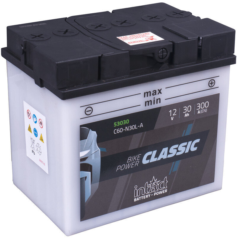 Akumuliatorius motociklams intAct Battery-Power Classic C60-N30L-A 12V 30Ah c20 300A kaina ir informacija | Moto akumuliatoriai | pigu.lt